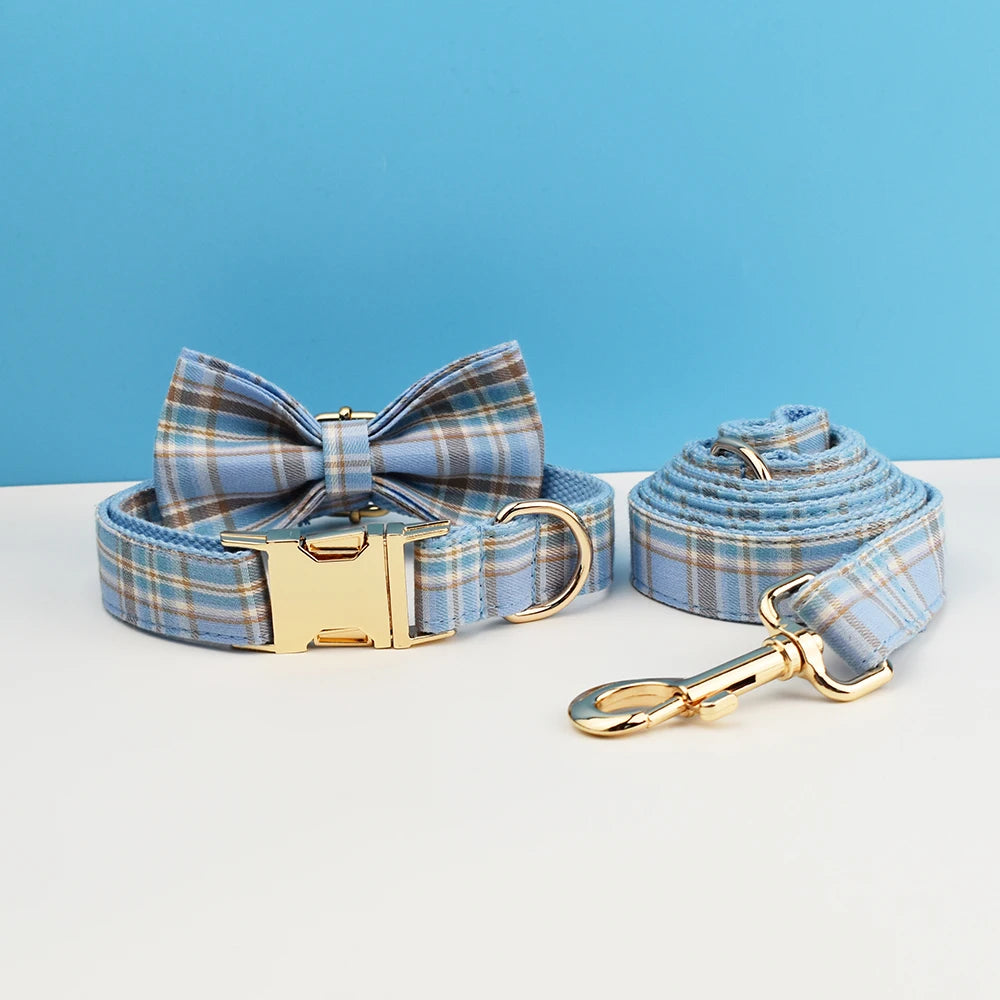 Plaid Personalized Dog Collar, Leash & Harness Set