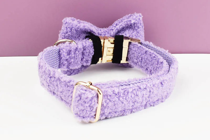 Teddy Velvet Personalized Dog Collar, Leash & Harness Set