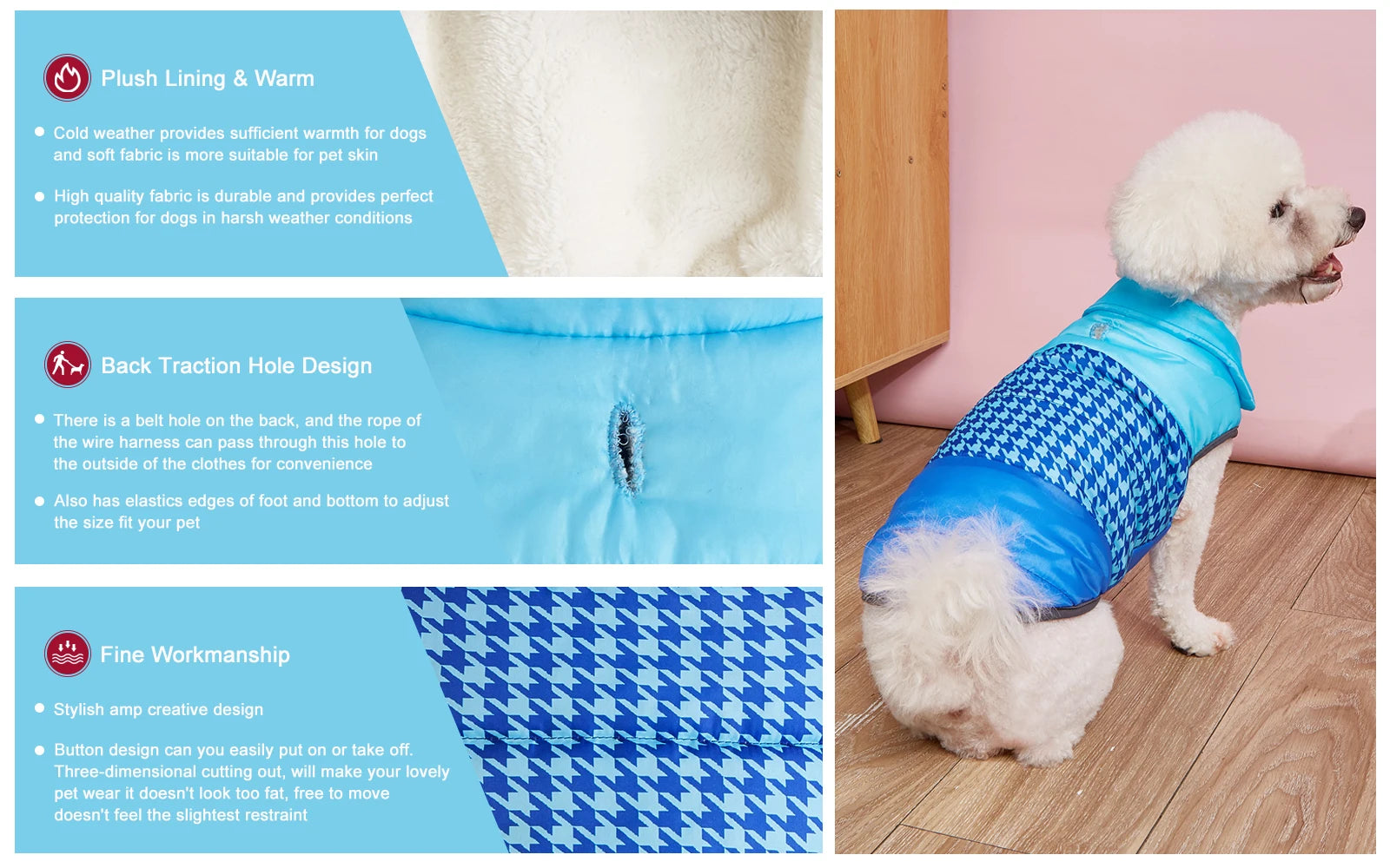 Winter Dog Vest Coat – Windproof Double-Layer Fleece Jacket for Small & Medium Dogs