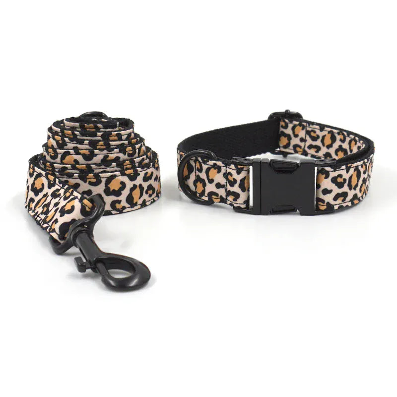 DDPaws Collar + Leash / XS Brown Leopard Velvet Set