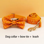 DDPaws  Collar + Leash + Bowtie / XS Halloween Pumpkin Print Set