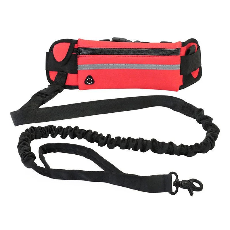 Hands-Free Dog Leash with Waist Bag – Reflective Elastic Running & Walking Leash
