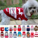 Christmas Vintage Dog Sweater – Holiday Reindeer & Red Heart Design for Small Dogs