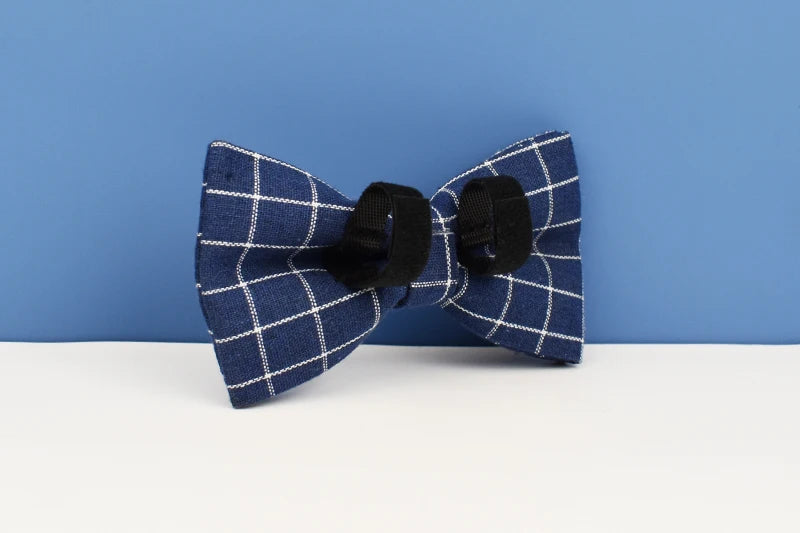 Grid Dark Blue Personalized Dog Collar, Leash & Harness Set