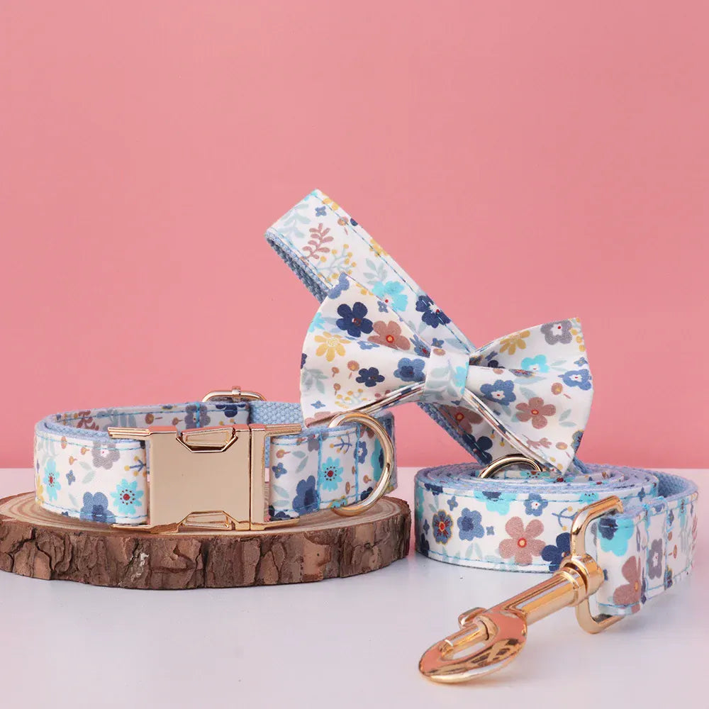 Floral Print Collar Leash Set