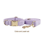 Purple Corduroy Dog Collar Leash and Harness Set
