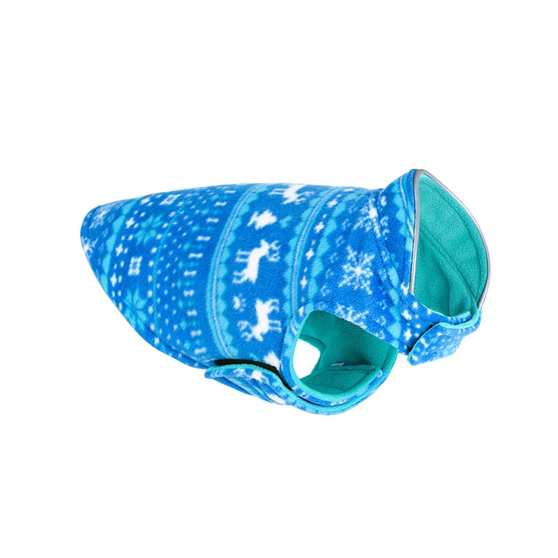 Reversible Christmas Dog Jacket – Double-Layer Fleece Winter Coat for Small, Medium & Large Dogs