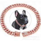 Diamond Cuban Chain Pet Collar – Luxury Gold, Silver & Rose Gold Necklace for Dogs & Cats