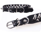 PU Leather Spiked Dog Collar – Adjustable Punk Style Neck Strap for Small Dogs & Cats