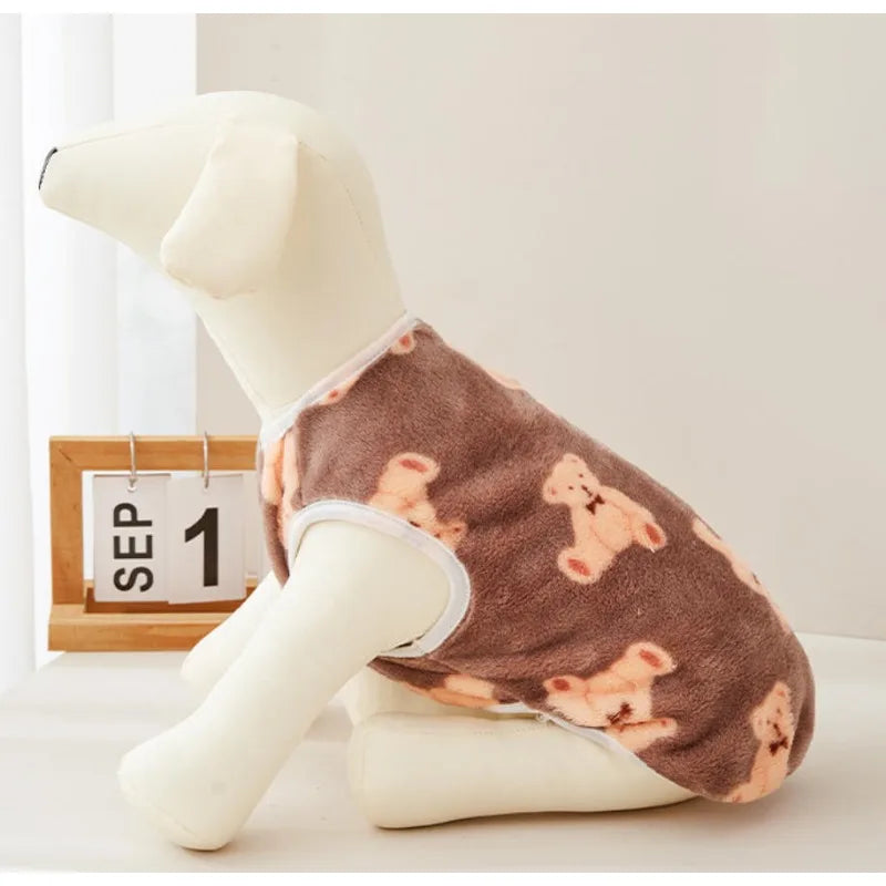 Flannel Dog Vest – Soft Paw Print Pet Clothes for Small & Medium Dogs