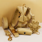 Nude Velvet Personalized Dog Collar, Leash & Harness Set