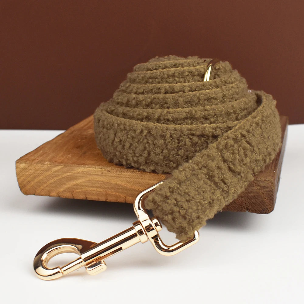 Lambskin Personalized Dog Collar, Leash & Harness Set