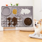 Silicone Dual Slow Feeder Bowl – Anti-Slip Suction Cup Pet Feeding Mat
