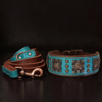 Real Leather Dog Collar & Leash Set – Durable Padded Luxury Design for Medium & Large Dogs