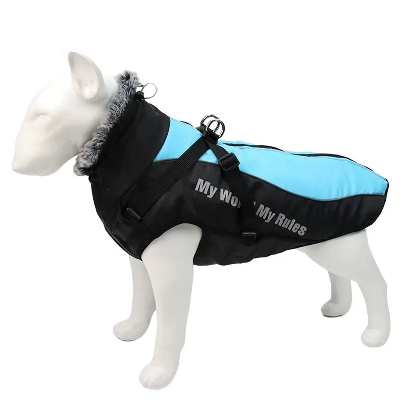 Waterproof Winter Dog Coat with Harness – Warm Jacket for Large Dogs