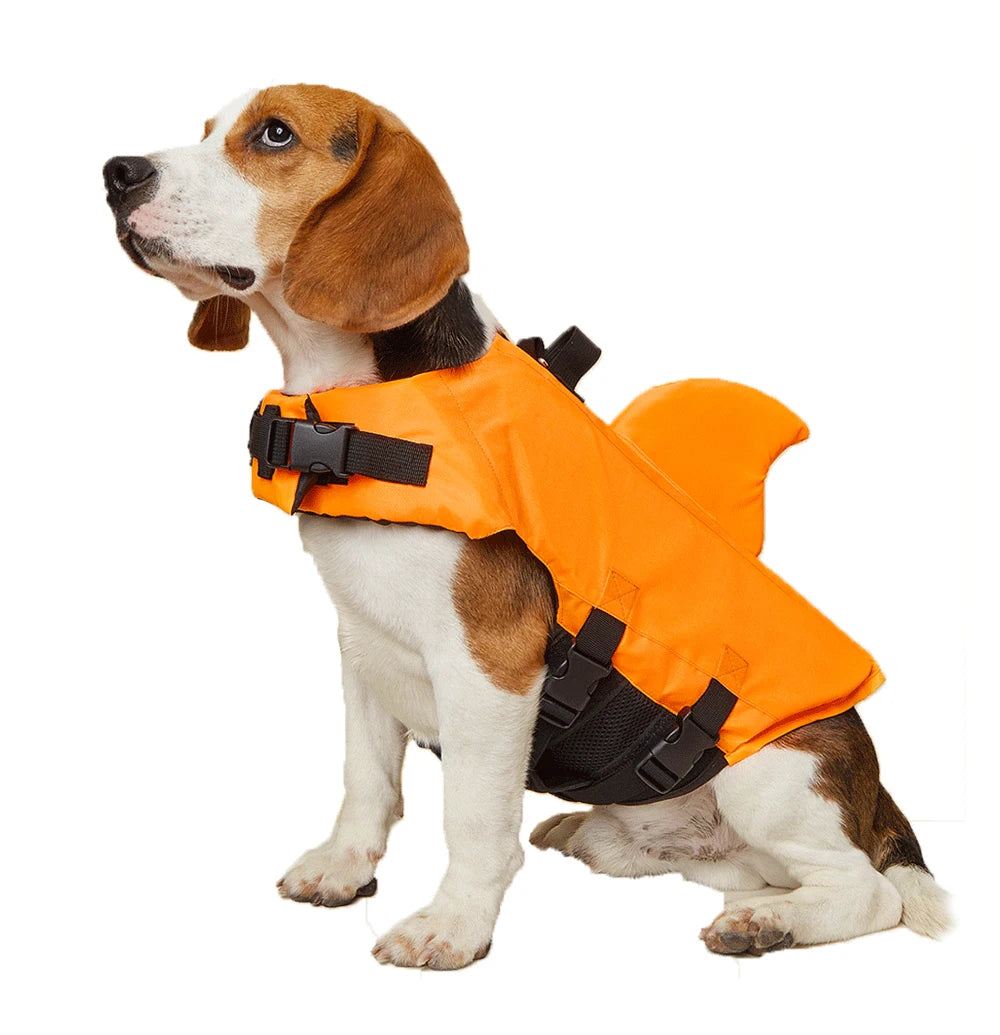 Shark Dog Life Jacket – Adjustable Buoyancy Safety Vest with Handle for Small to Large Dogs