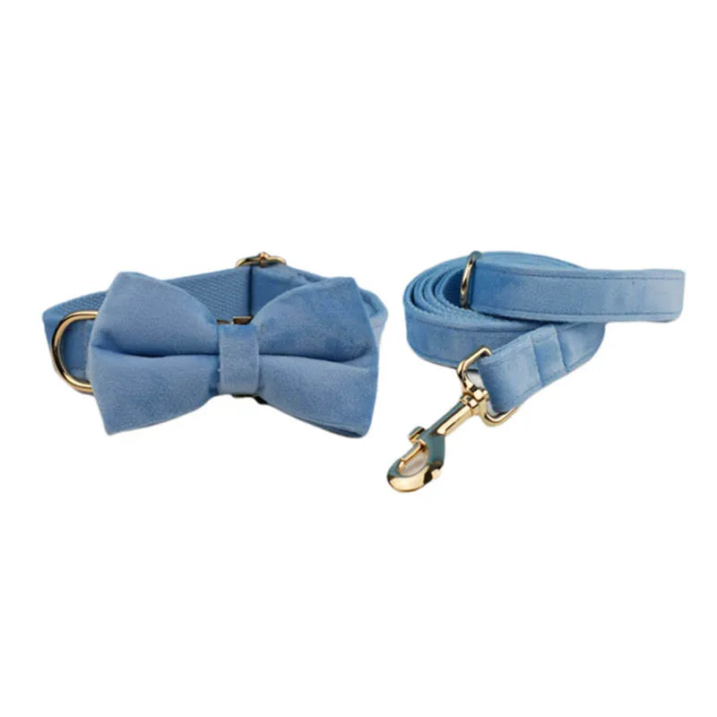 Blue Velvet Personalized Dog Collar, Leash & Harness Set