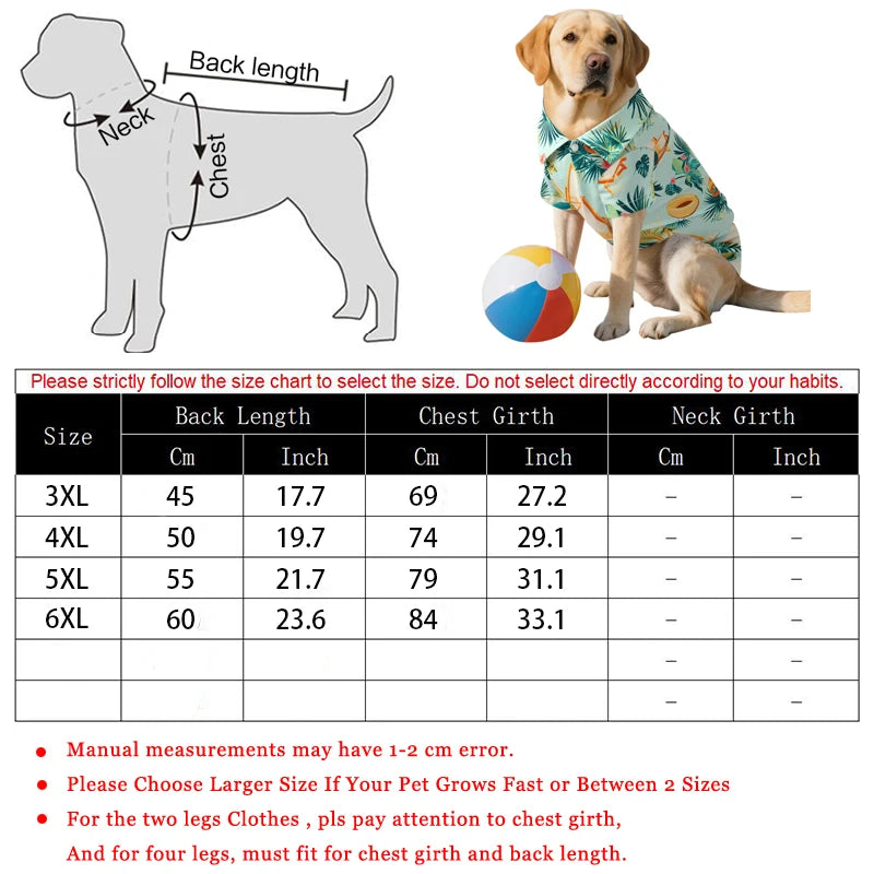 Hawaiian Style Dog Shirt – Summer Beach Outfit for Medium & Large Dogs