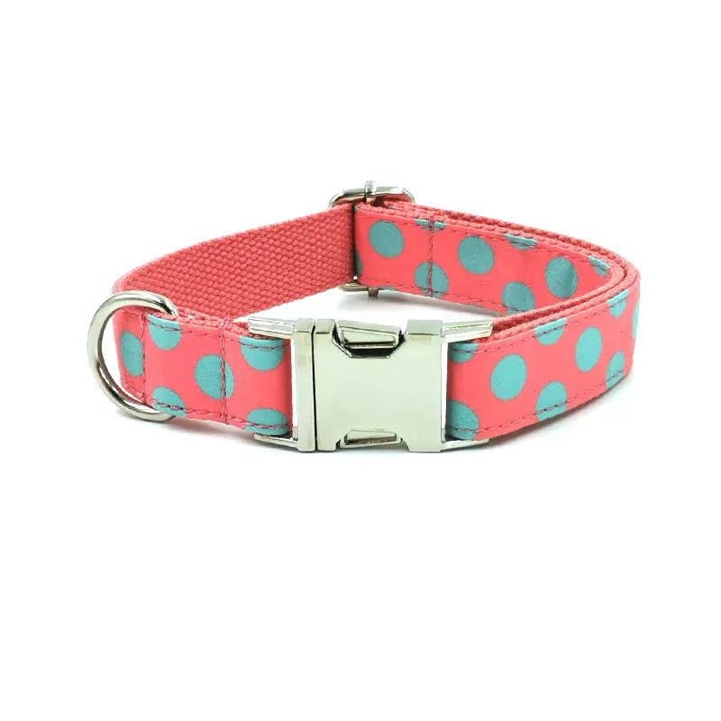 Multi Personalized Print Floral Cotton Adjustable Dog Collars -  Engravable