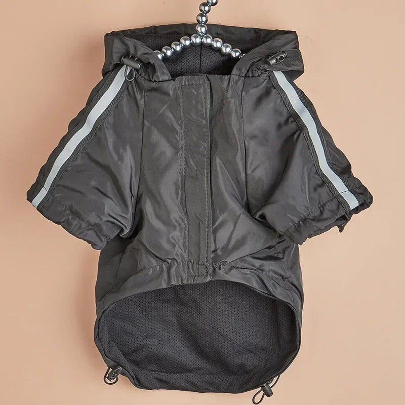 Reflective Large Dog Raincoat – Waterproof Camouflage Hooded Jumpsuit for Outdoor Protection