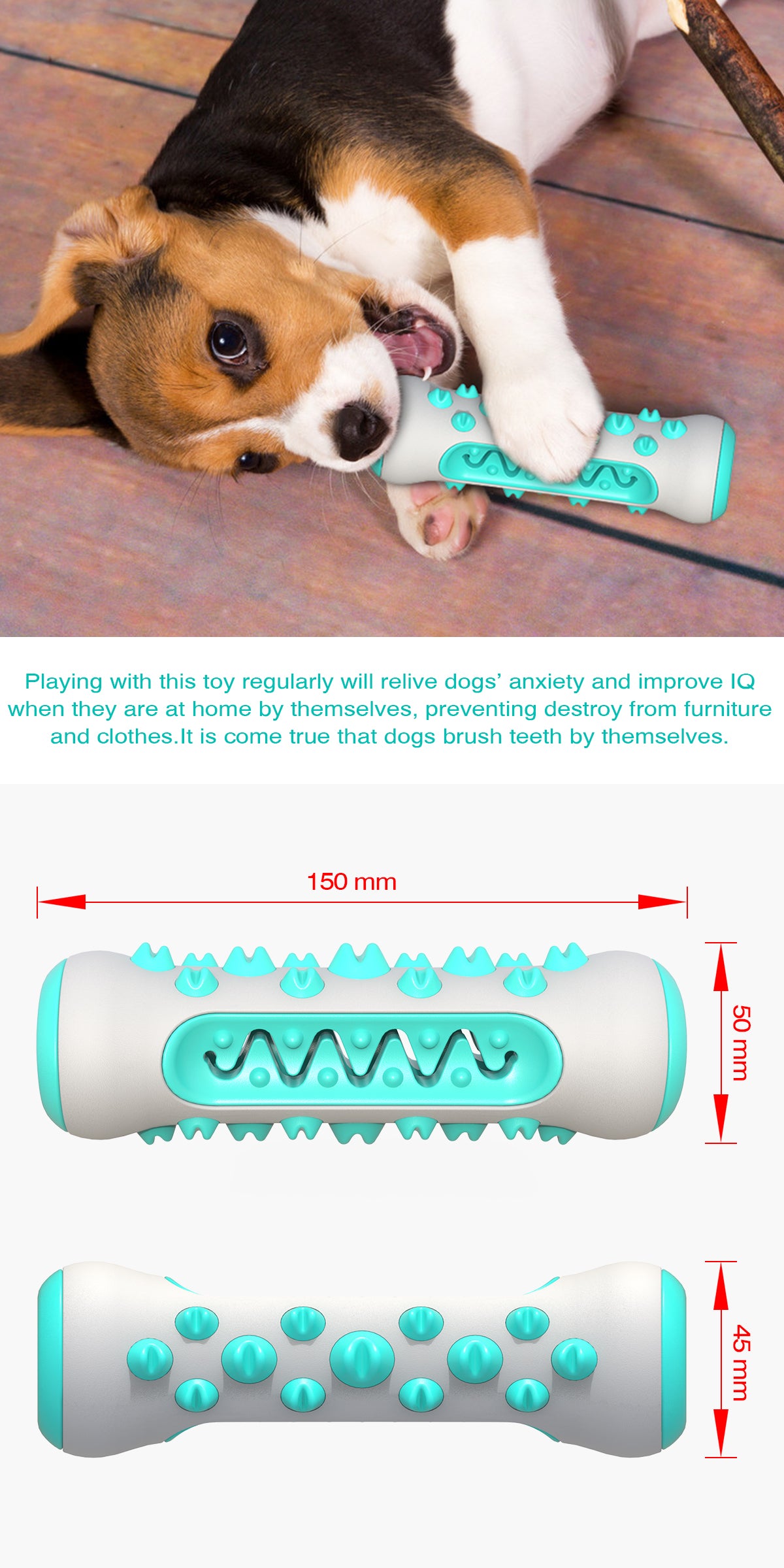 Dog Molar Toothbrush Chew Toy – Durable Rubber Stick for Teeth Cleaning & Training