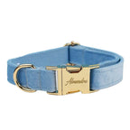Blue Velvet Personalized Dog Collar, Leash & Harness Set