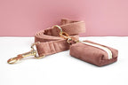 Pink Velvet Personalized Dog Collar, Leash & Harness Set