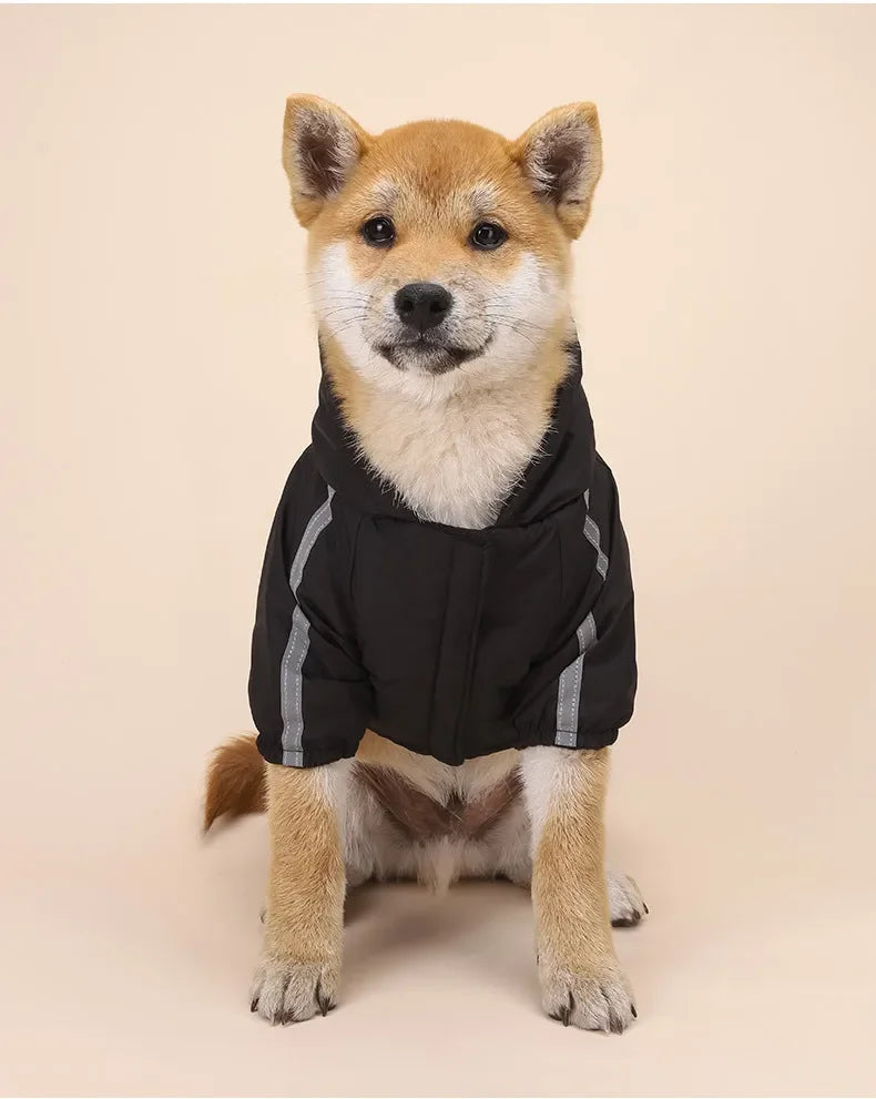 Waterproof Warm Dog Jacket – Reflective Hooded Winter Coat for Small to Large Pets
