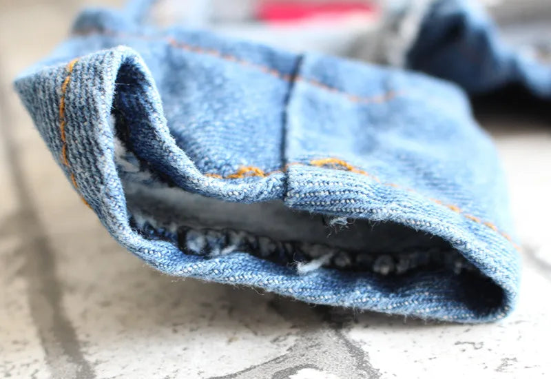 Denim Dog Jumpsuit – Classic Blue Jean Hoodie for Small & Medium Dogs