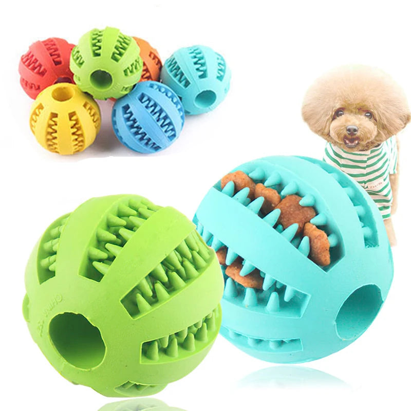 Rubber Dog Ball Toy – Interactive Chew & Food Dispensing Ball for Small Dogs
