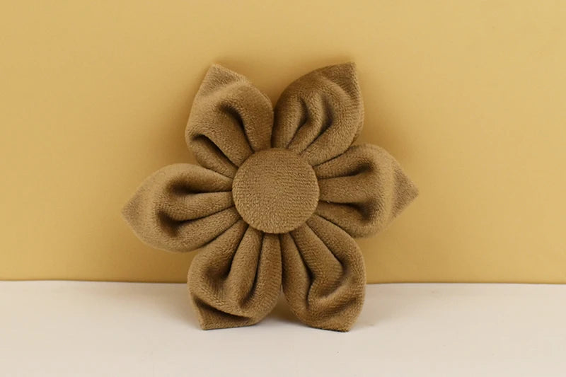 Shallow Khaki Velvet Personalized Dog Collar, Leash & Harness Set