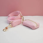 Pink Corduroy Personalized Dog Collar, Leash & Harness Set