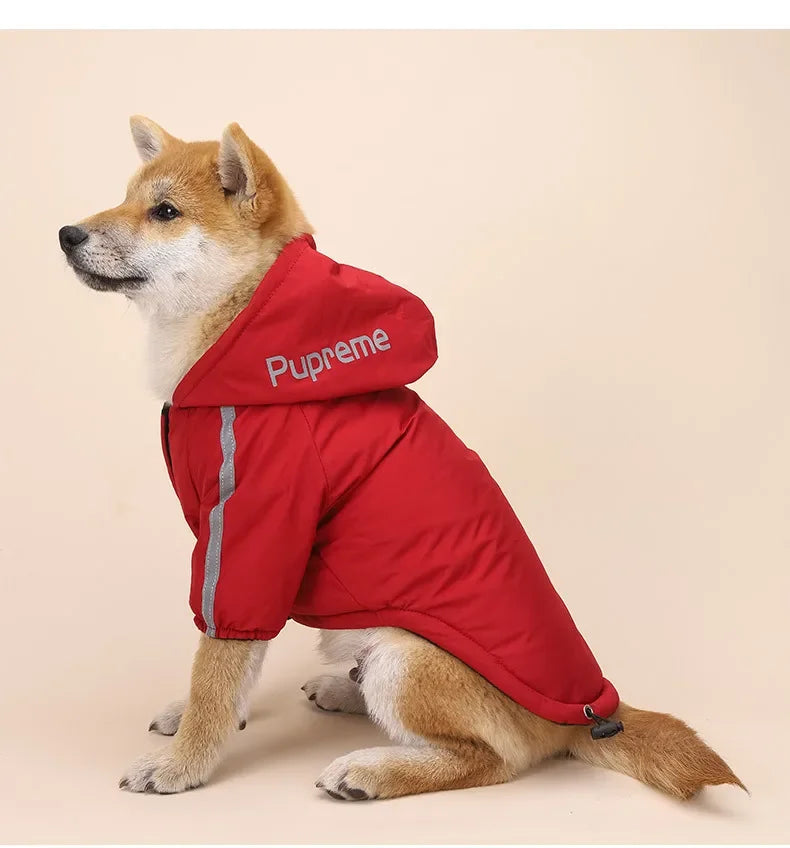 Waterproof Warm Dog Jacket – Reflective Hooded Winter Coat for Small to Large Pets