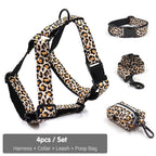 DDPaws Collar + Harness + Leash + Bowtie / XS Brown Leopard Velvet Set