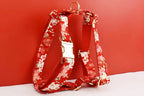 Customized Designer Red Soft Cotton Personalized Dog Collar Leashes Harness Bow Set Flowers