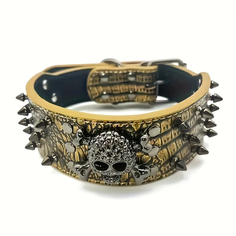 Spiked Dog Collar – Adjustable PU Leather Collar for Small, Medium & Large Dogs