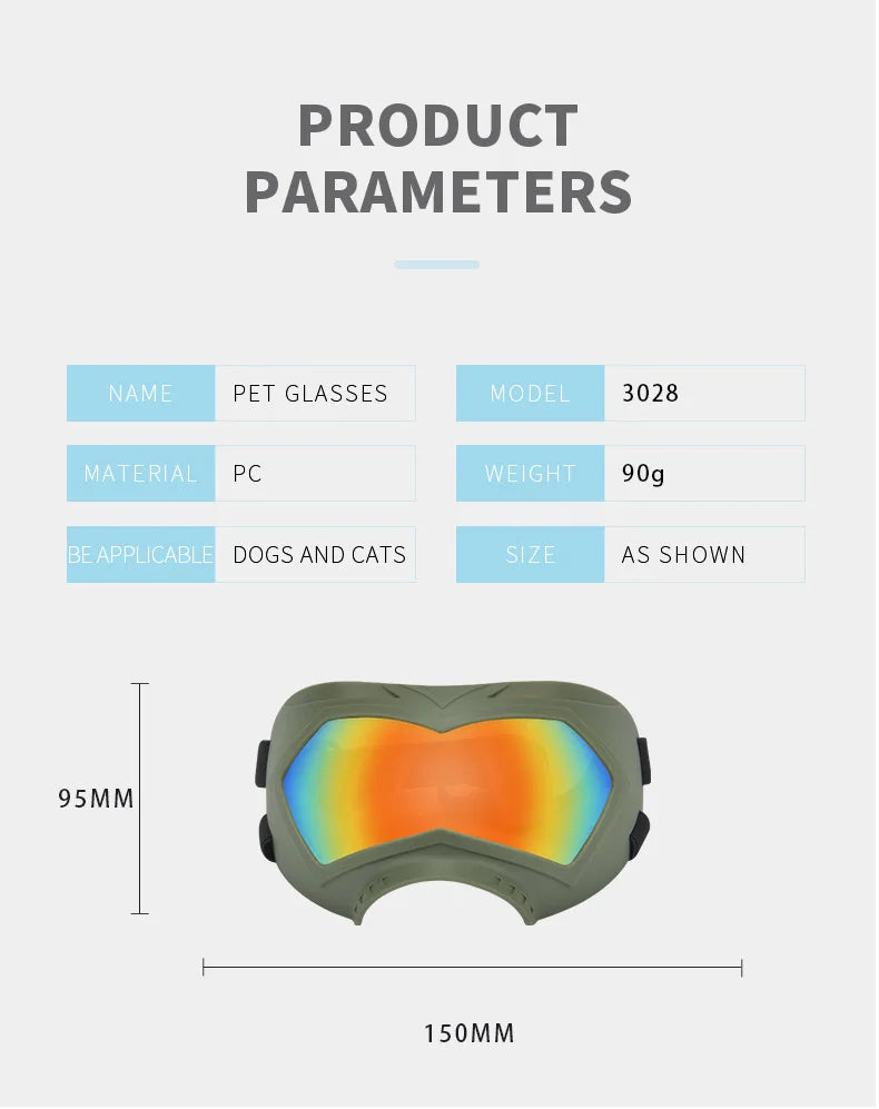 Large Dog Sunglasses – Adjustable Goggles for Medium & Large Dogs