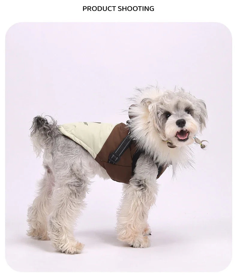 Fleece Hooded Dog Winter Coat – Soft Plush Cotton Vest for Warmth and Comfort