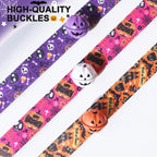 Luxury Small Dog Collar, Personalized Halloween Printed Cotton Collar, Organic Pattern with Rivet Decoration