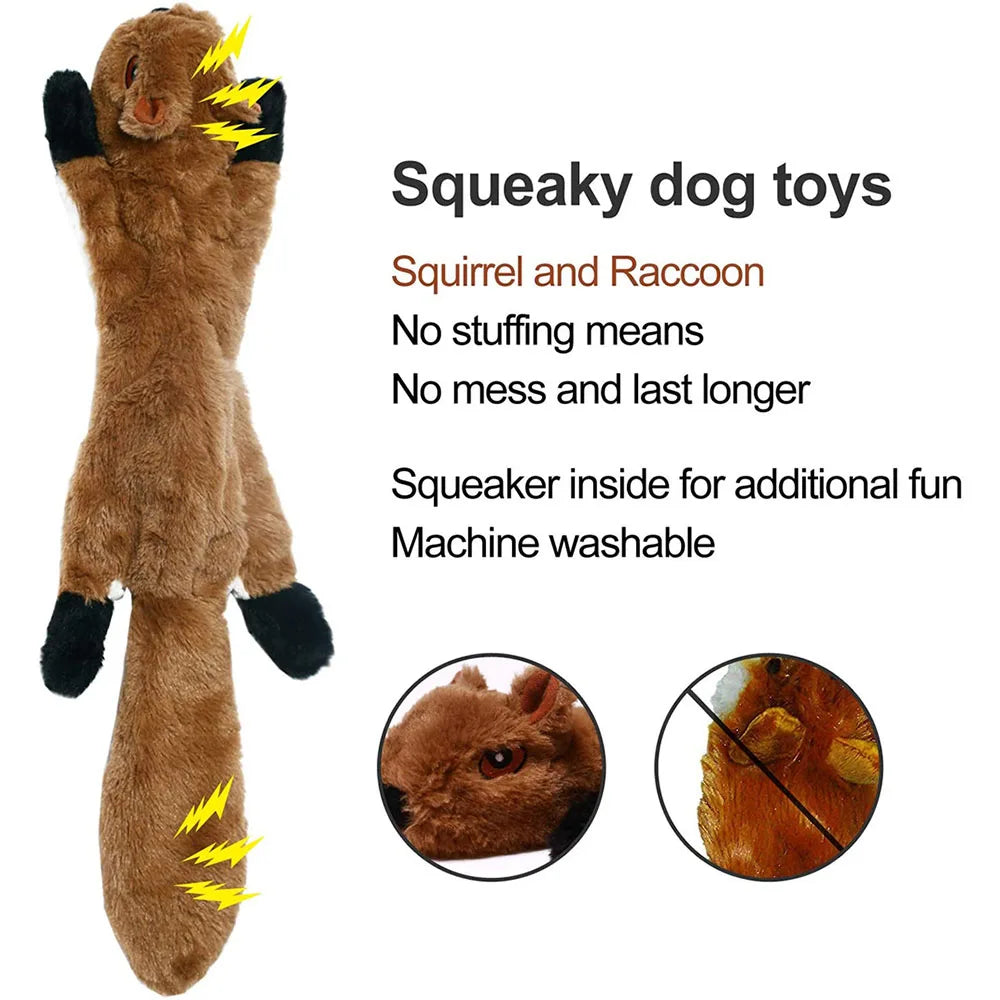 No-Stuffing Dog Toy – Plush Animal Squeak Toy with Crinkle Sound