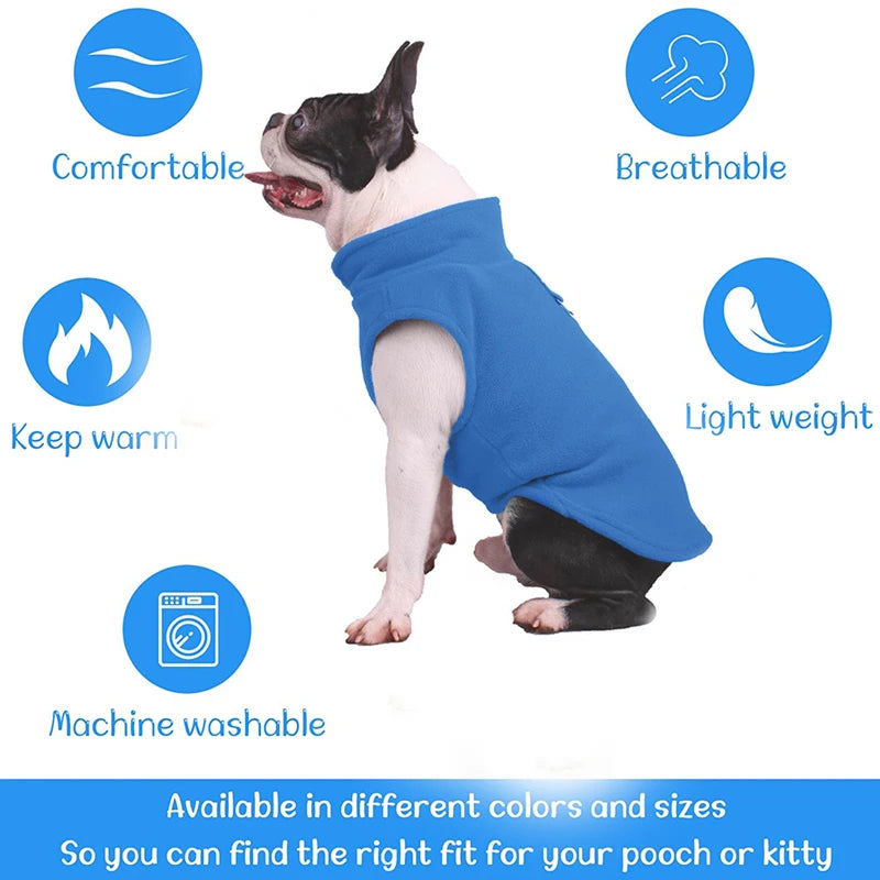 Winter Fleece Dog Vest – Warm Jacket for Small Dogs & Cats
