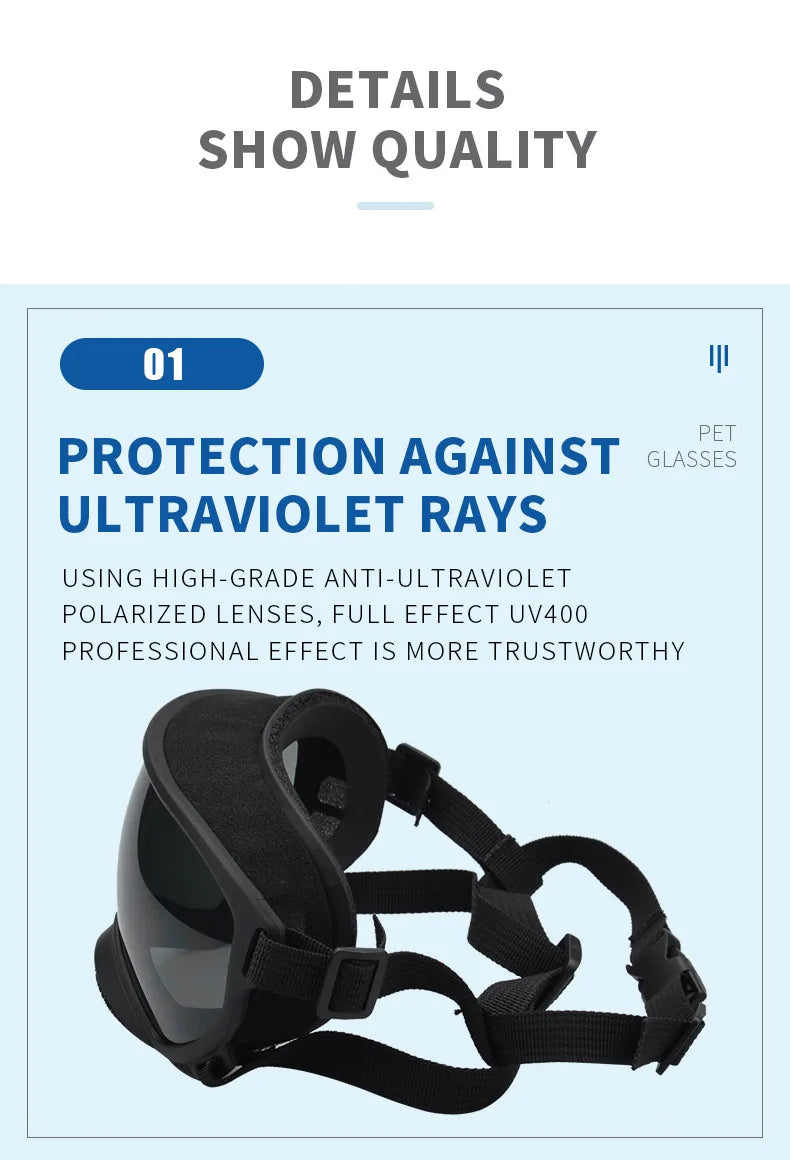 Dog Tactical Goggles – UV-Proof, Waterproof Sunglasses for Medium & Large Dogs