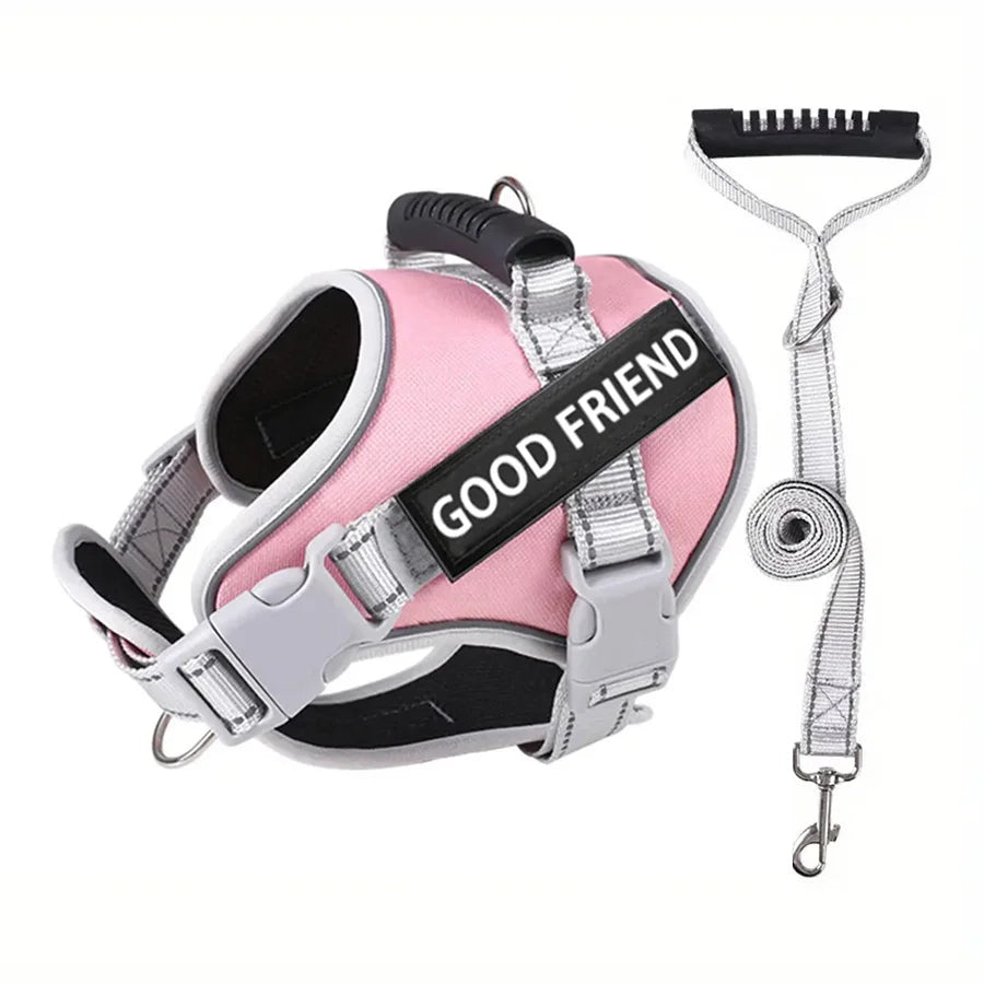 Reflective Dog Harness & Leash Set – Adjustable Comfort Vest for Small & Medium Dogs