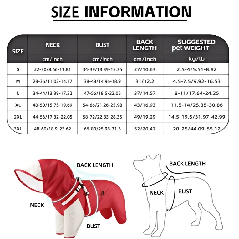 Waterproof Hooded Dog Raincoat – Lightweight Reflective Jacket for All Breed