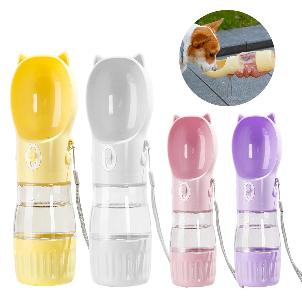 Portable Dog Water Bottle with Food Cup – Outdoor Travel Feeder for Pets