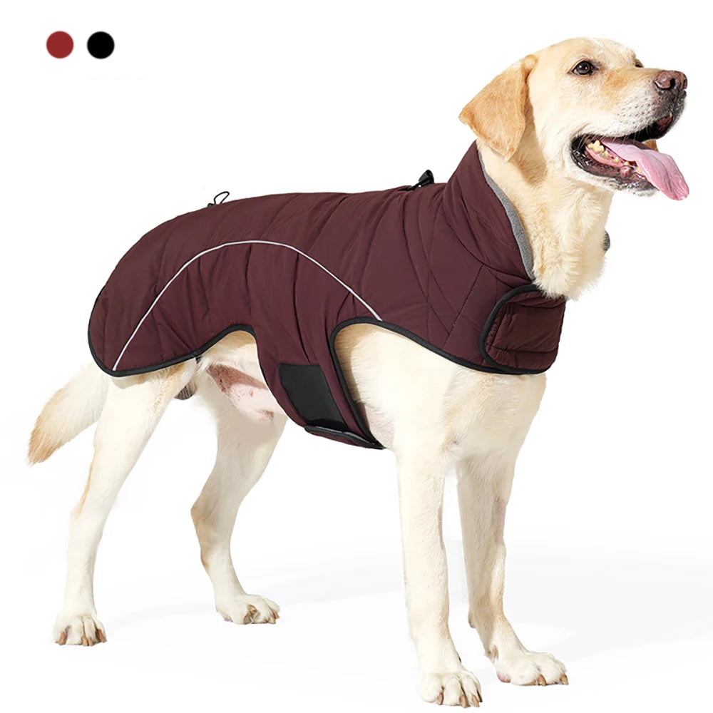 Waterproof Warm Dog Winter Jacket – Reflective Outdoor Cotton Coat for Medium & Large Dogs