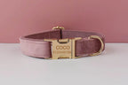 Light Purple Velvet Personalized Dog Collar, Leash & Harness Set