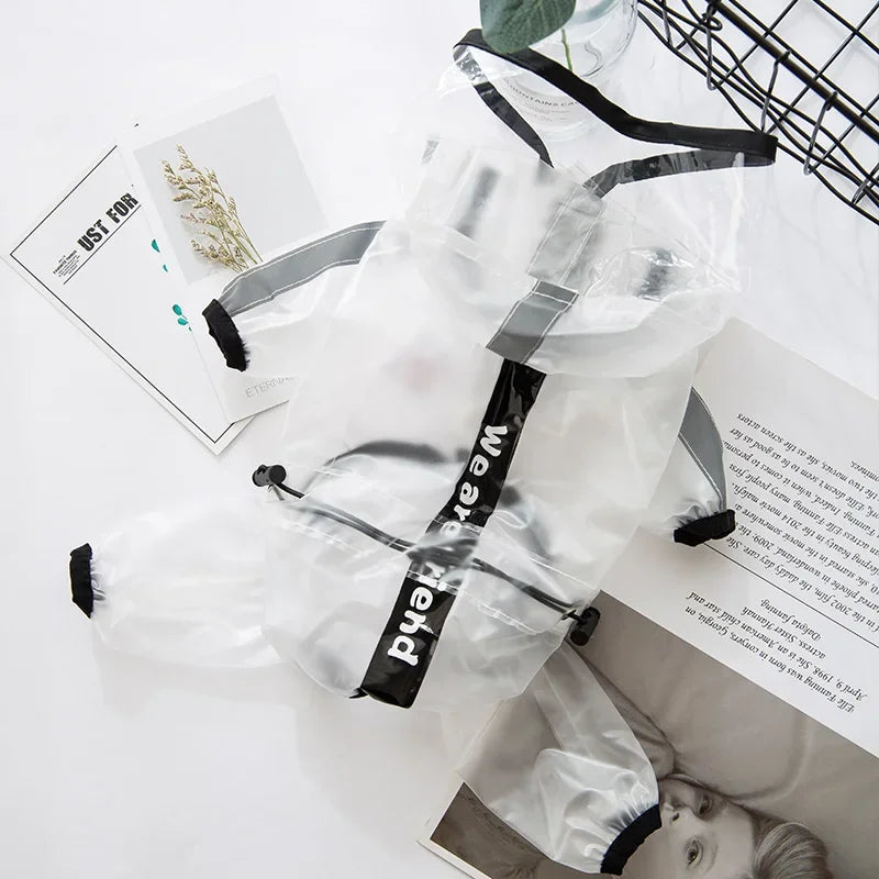 Transparent Hooded Dog Raincoat – Full-Body Waterproof PU Jacket for All Breeds