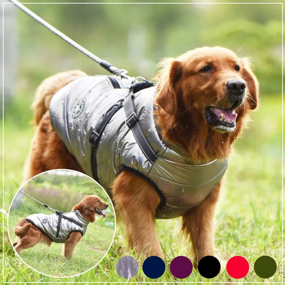 Waterproof Dog Jacket with Built-in Harness – Warm Winter Coat for Small to Large Breeds
