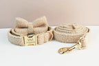Teddy Velvet Personalized Dog Collar, Leash & Harness Set